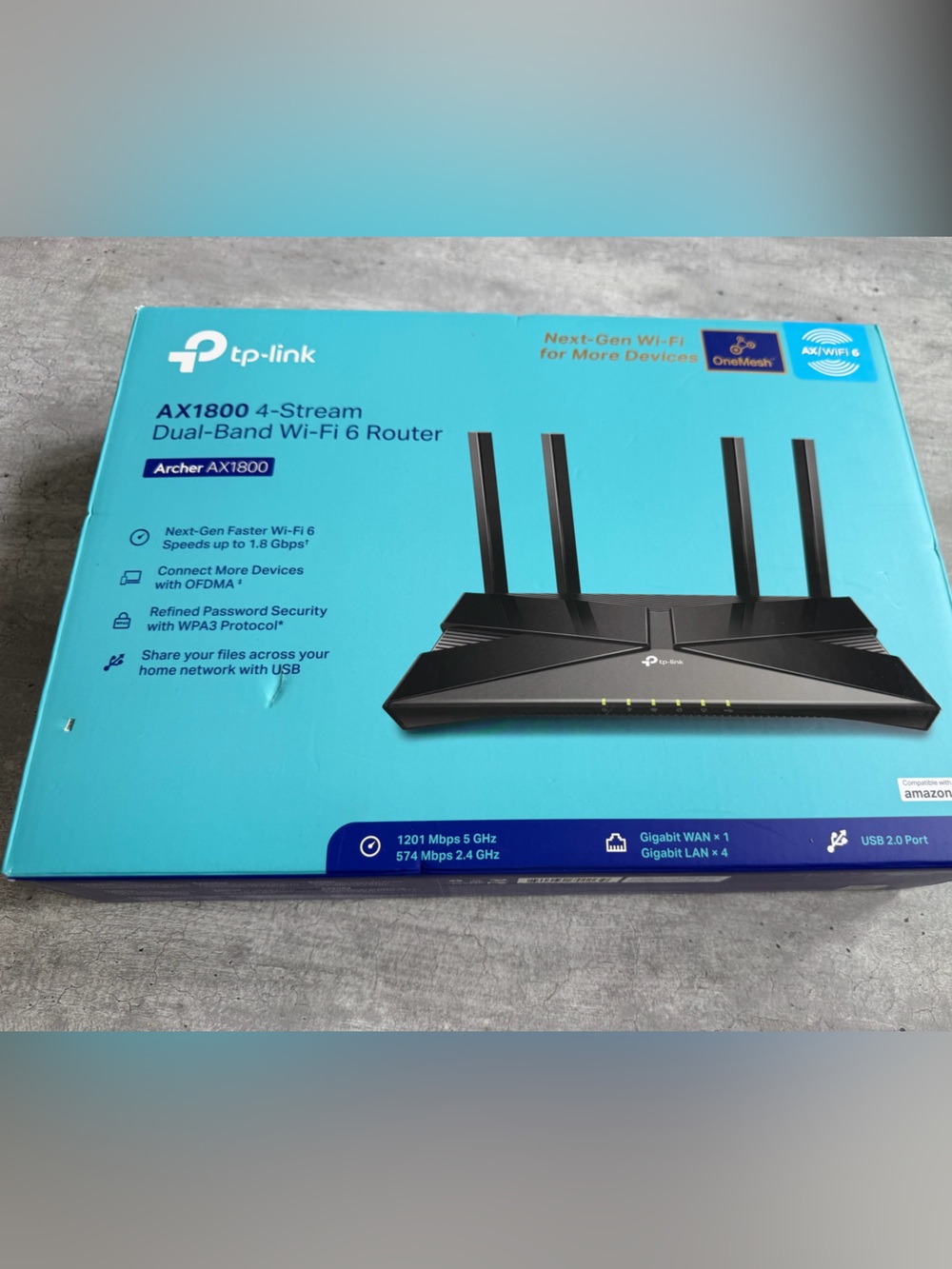 TP-Link Archer AX1800 Dual-Band Wi‑Fi 6 Router - Black and Blue Box